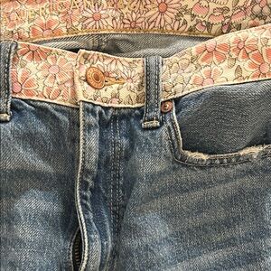 American Eagle Outfitters Blue Jean Shorts with Floral Waistband.